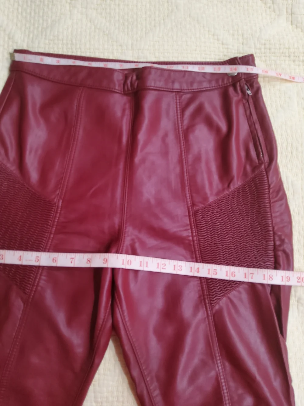 Free People Kaelin Burgundy Faux Leather Moto Cropped Pants
